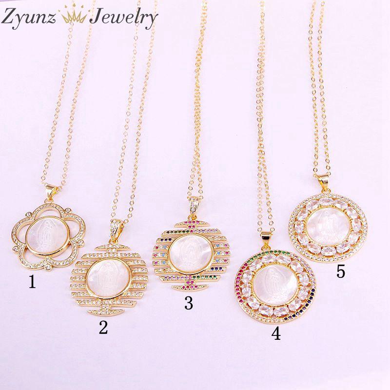 Pendant Necklaces 5PCS, Mix Gold Color Virgin Jesus CZ Micro Pave Crystal Zirconia Mother Of Pearl Shell Religious Jewelry Necklace
Pendant Necklaces 5PCS, Mix Gold Color Virgin Jesus CZ Micro Pave Crystal Zirconia Mother Of Pearl Shell Religious Jewelry Necklace