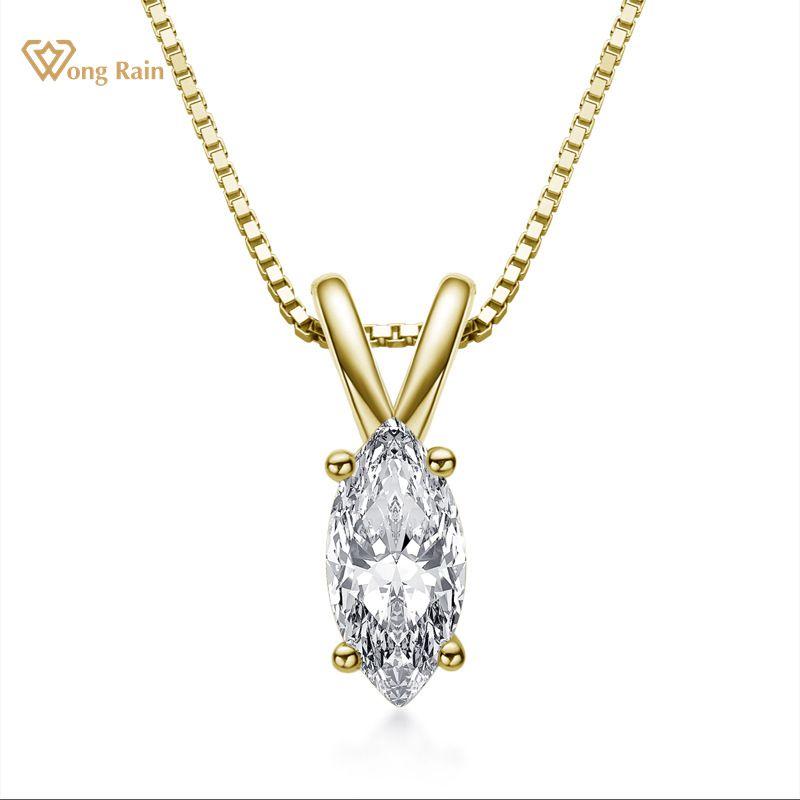 Wong Rain 100% 925 Sterling Silver Marquise Cut Created Moissanite Diamonds Gemstone Pendant Necklace Engagement Fine Jewelry Chains
Wong Rain 100% 925 Sterling Silver Marquise Cut Created Moissanite Diamonds Gemstone Pendant Necklace Engagement Fine Jewelry Chains