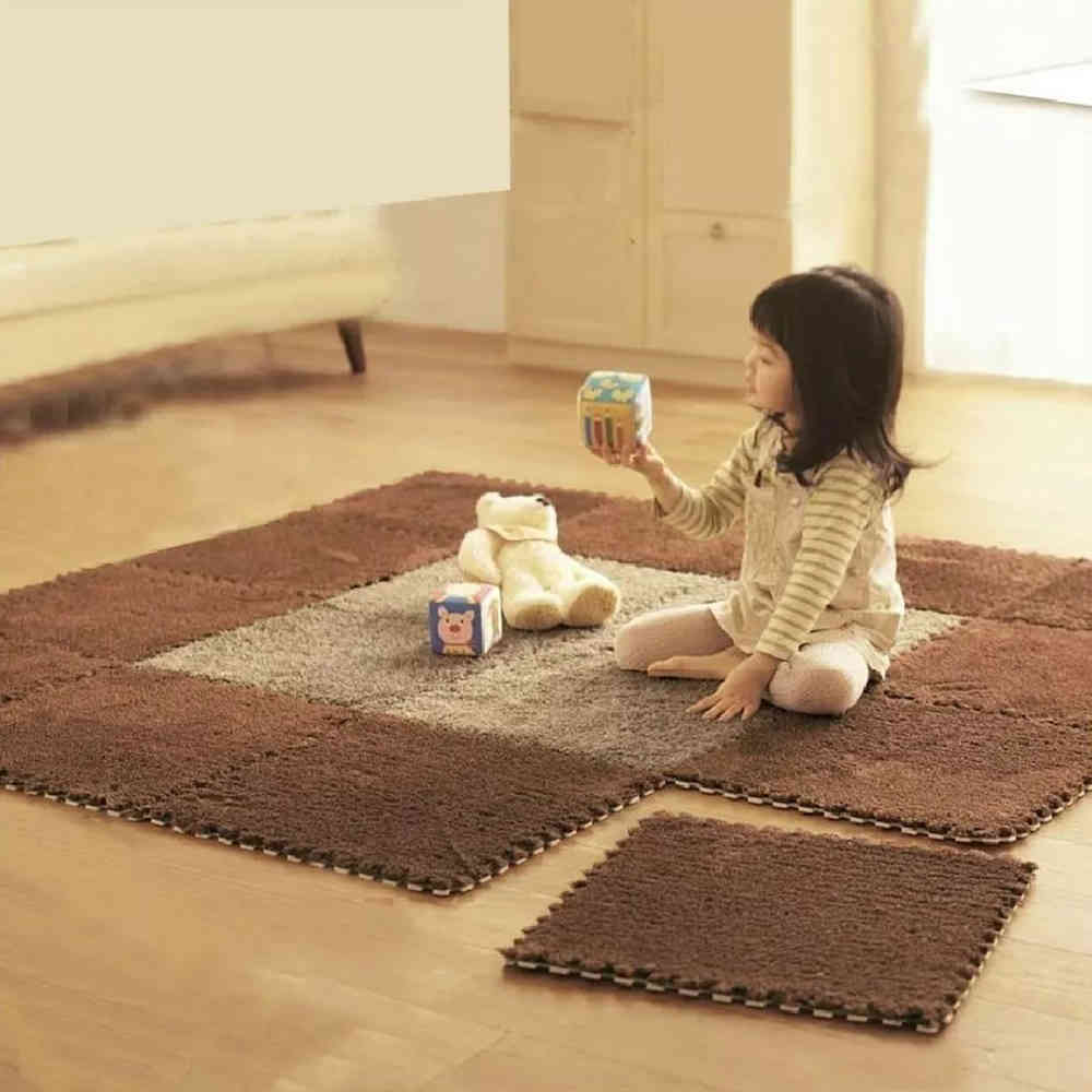10 Pcs Soft Plush Children's Mat Baby Play Mat Baby Toys Eva Foam Puzzle Carpet In Children's Room Keep Warm Playmat 30x30x1CM 210402