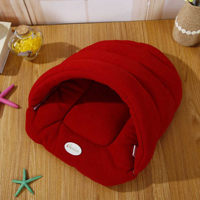 High Quality Pet Cat Bed Small Dog Puppy Kennel Sofa Polar Fleece Material Bed Pet Mat Cat House Cat Sleeping Bag Warm Nest 211009