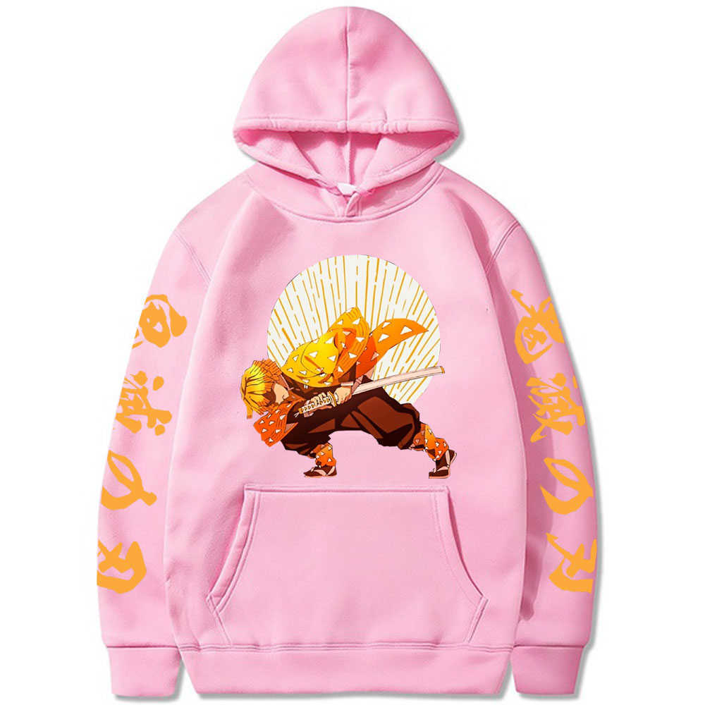 Kimetsu No Yaiba Loog Sleeve Cool Demon Slayer Agatsuma Zenitsu Women Men Casual Hoodie Simple Classic H0910