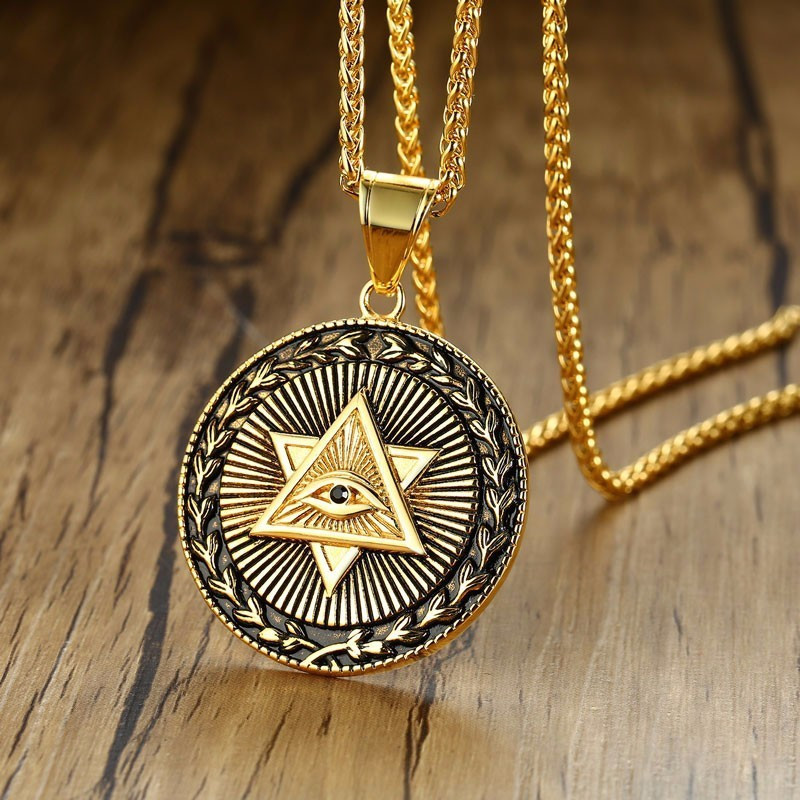 Modyle Antique Men Neckalces Triangle of Providence Illuminati Pyramid All Seeing Eye Stainless Steel Pendants Punk Jewelry
Modyle Antique Men Neckalces Triangle of Providence Illuminati Pyramid All Seeing Eye Stainless Steel Pendants Punk Jewelry