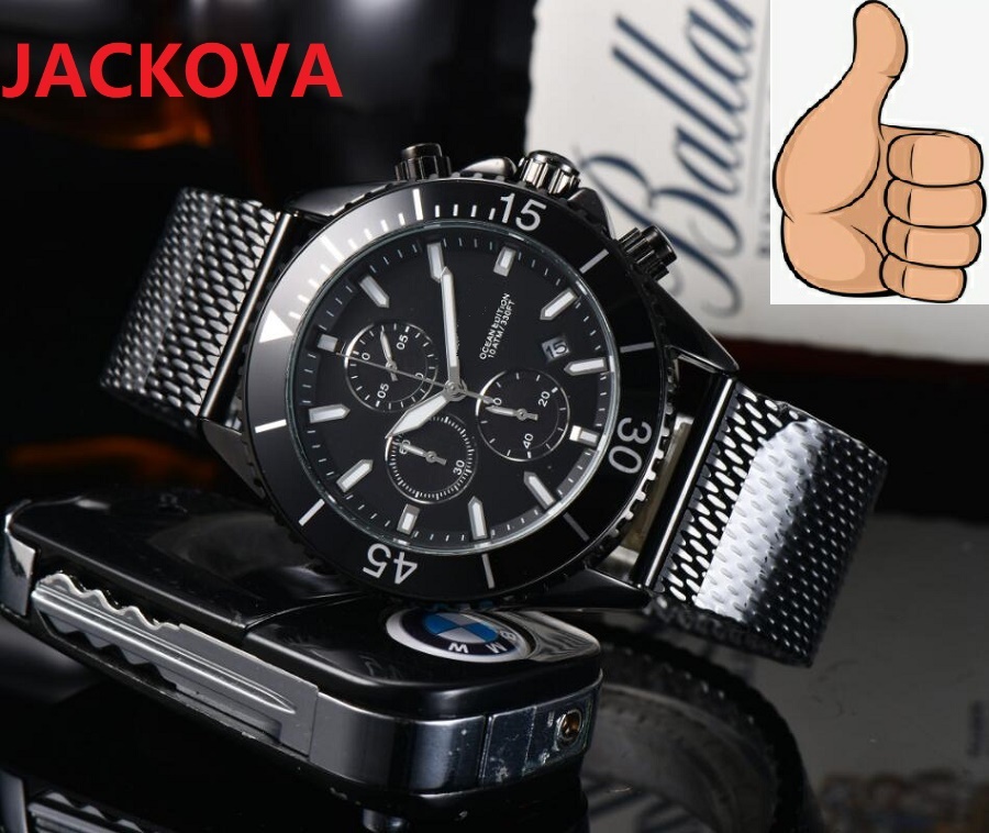 high quality mans 44mm japan quartz movement watches chronograph all dials work Military Waterproof leisure crime fashion scanning tick wristwatch Herenhorloge, As pic
high quality mans 44mm japan quartz movement watches chronograph all dials work Military Waterproof leisure crime fashion scanning tick wristwatch Herenhorloge, As pic