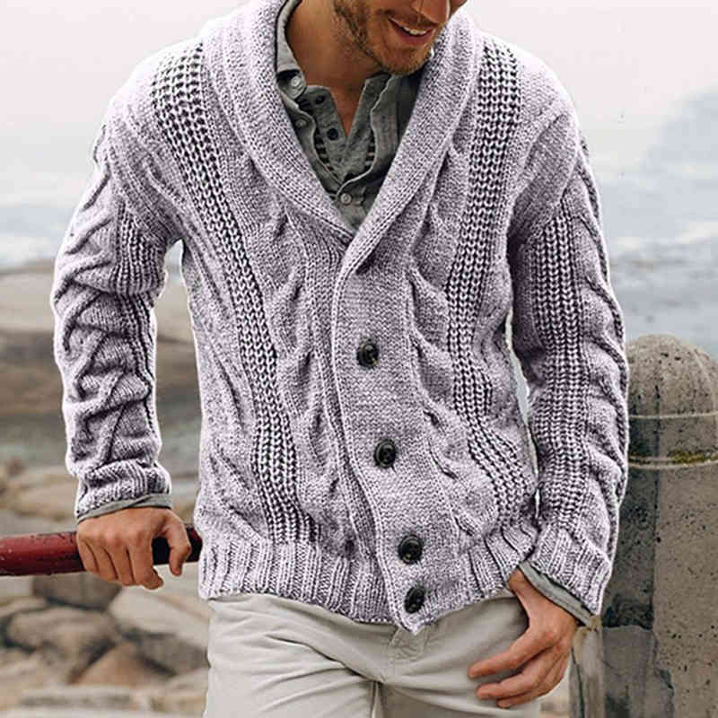 Mens Sweater Vintage Cardigan Winter Men Sweater Male Europe Style Knitted Sweater Warm Single Buttons Overcoat for men 210515