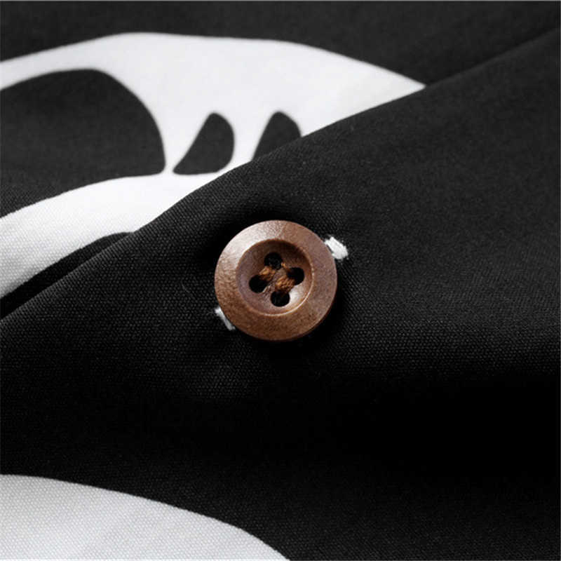 Summer Hawaiian Short Sleeve Shirts Funny Skull Full Printed Hip Hop Streetwear Harajuku Korean Fashion Vintage Oversized 210721