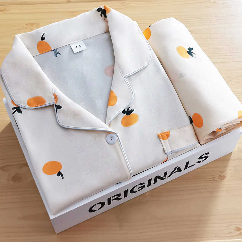 style lapel pajamas women in the spring and autumn cardigan long-sleeved pants cartoon ms leisurewear suit Women's pajamas 211007