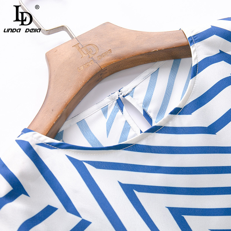 Autumn Fashion Runway Skirt Sets Women's Casual Long sleeve Stripe Tops and High waist Midi Skirts 2 Piece Suit 210522