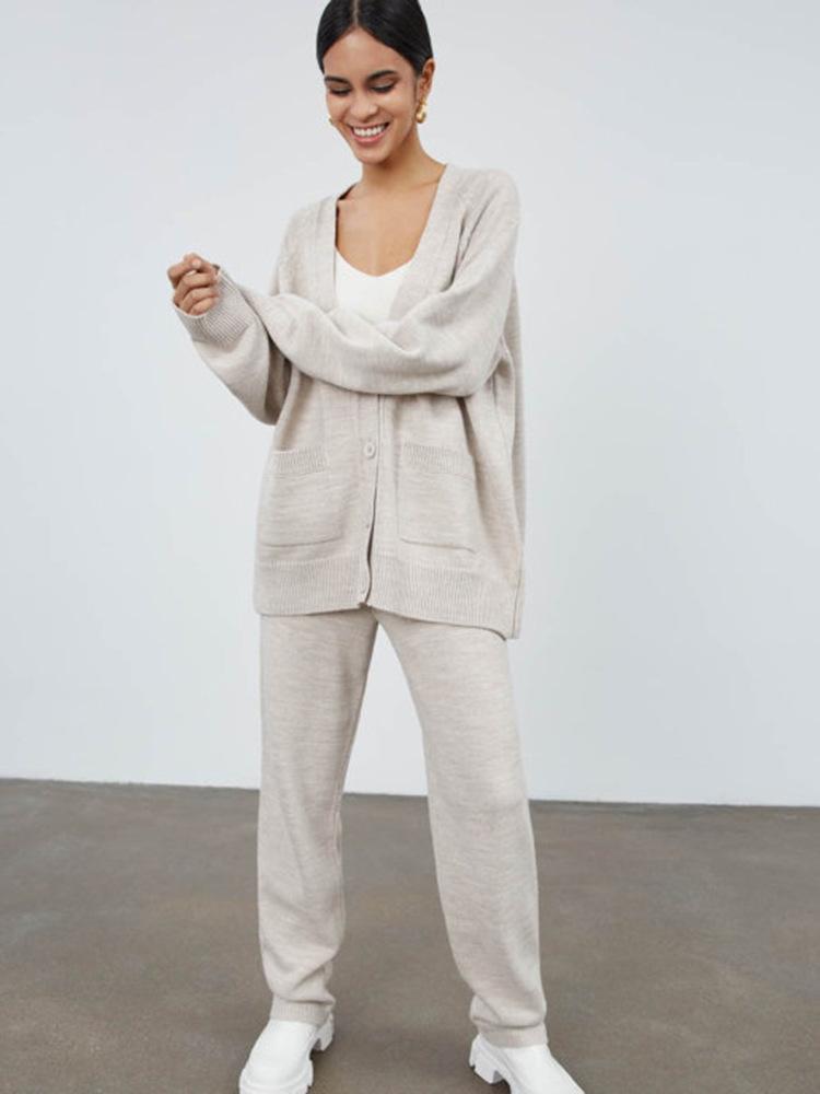 Women's Two Piece Pants Autumn Winter Loose 2 Pieces Set Women Sexy Solid V Neck Pocket Pullover Sweater & Lace-up Skinny Casual Knitted, White
Women's Two Piece Pants Autumn Winter Loose 2 Pieces Set Women Sexy Solid V Neck Pocket Pullover Sweater & Lace-up Skinny Casual Knitted, White