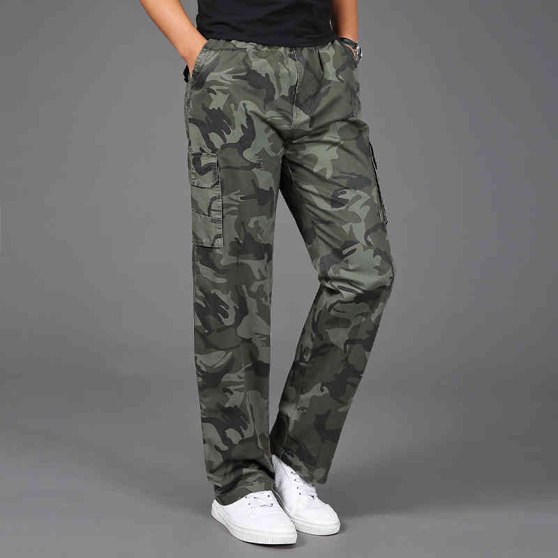 Clothing Men Plus Size 4XL 5XL Camo Pants Casual Long Male Loose Straight Trouser Big Yard Work Camouflage 210518