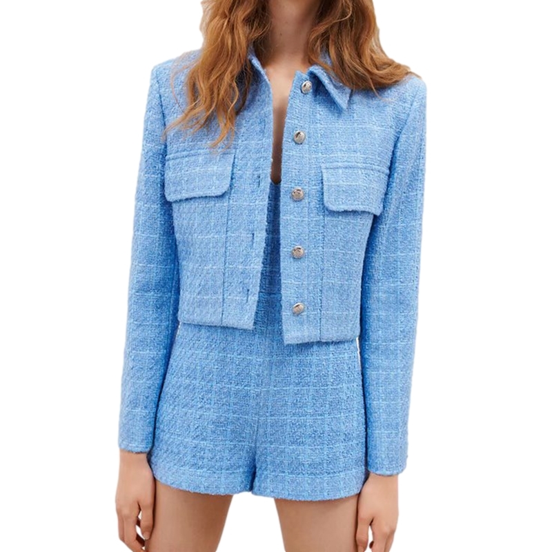 Tweed Women Elegant Short Jackets Spring-Autumn Fashion Ladies Soft Patchwork Coats Vintage Female Chic Outerwear Girl 210430
