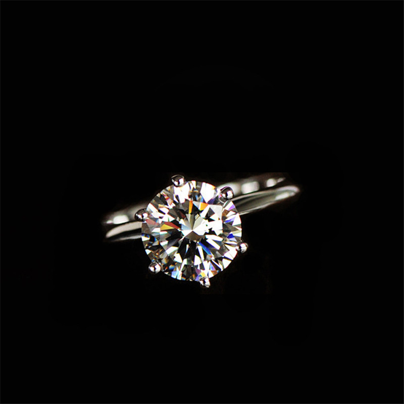 Classical Six Claw Wedding Band Ring Luxury Jewelry Real 925 Sterling Silver Round Cut White Topaz CZ Diamond Party Gemstones Moissanite Women Bridal 