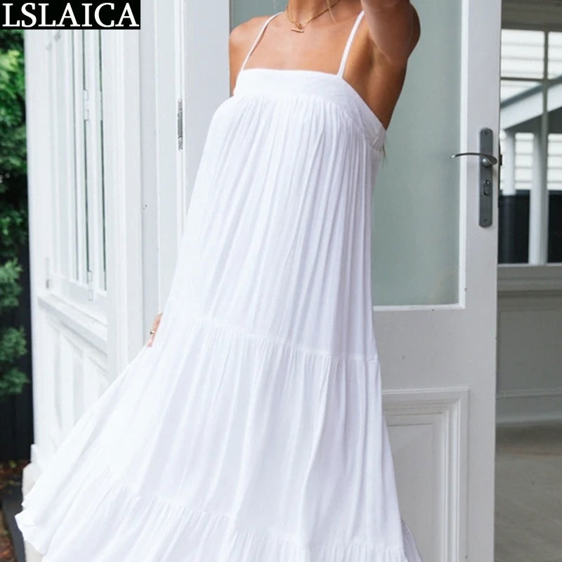 Dresses For Women Fashion Print Sexy Sleeveless Summer Beach Holidays Backless Casual Long Maxi Kleider Damen 210515