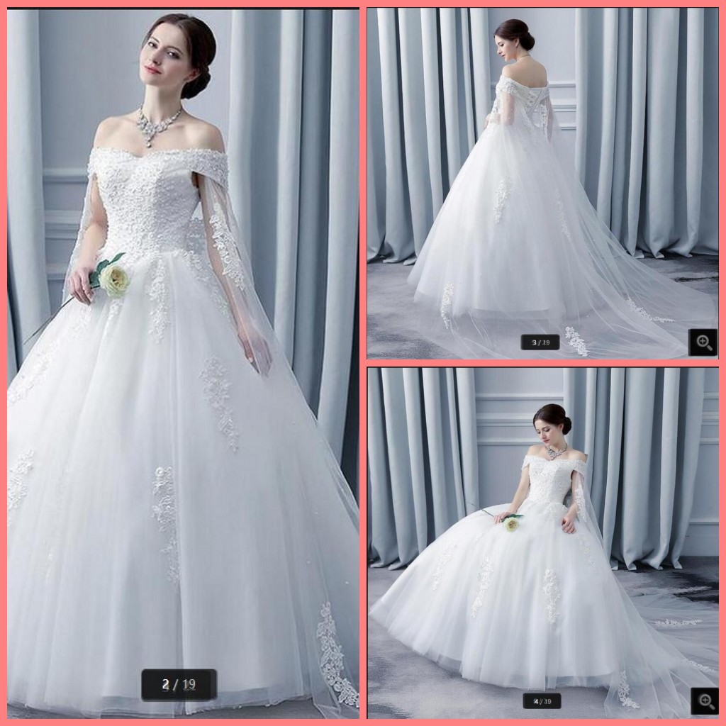 Vestidos De Novia 2021 white tulle ball gown wedding dresses lace appliques and pearls stylish bridal gowns off the shoulder vintage with cape bride dress on sale, Ivory
Vestidos De Novia 2021 white tulle ball gown wedding dresses lace appliques and pearls stylish bridal gowns off the shoulder vintage with cape bride dress on sale, Ivory