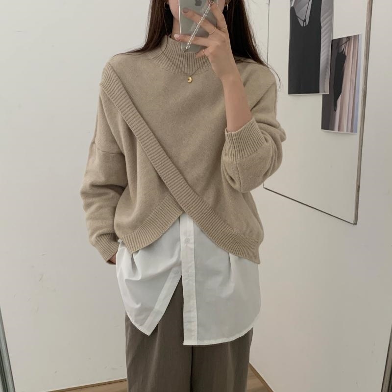 Stylish Criss-cross Knitted Pullover Sweater Women Winter Long Sleeve Turtleneck Korean Fashion Casual Ladies Tops Jumpers 210514