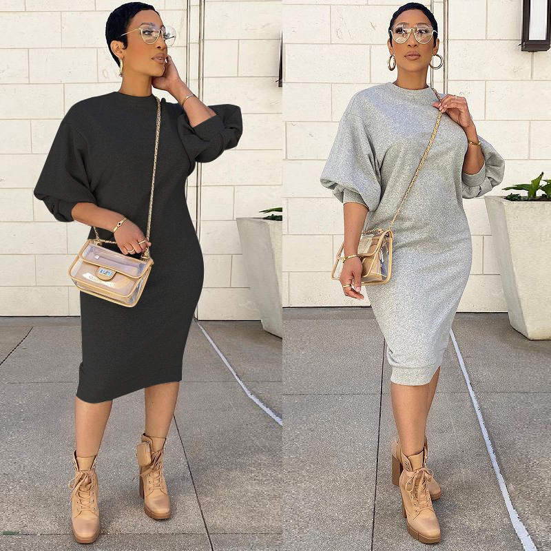Lantern Sleeve Loose Long Plus Size Sweater Dress Slim Casual Grey Black Dressess Vestido Feminino Wholesale Dropshipping
Lantern Sleeve Loose Long Plus Size Sweater Dress Slim Casual Grey Black Dressess Vestido Feminino Wholesale Dropshipping