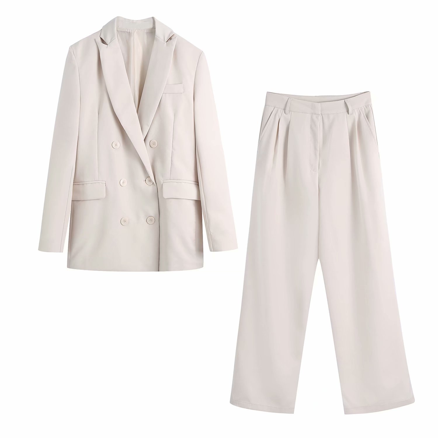 Women Two Pieces Set Oversized Blazer and Loose Trousers Suit Fashion Casual Chic Lady Outfits 210517