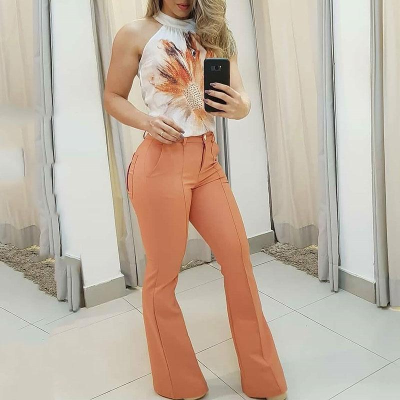Women' Two Piece Pants Summer Women Workwear Casual Suit Set Half High Collar Floral Pattern Print Sleeveless Crop Top & Plain Long, Orange
Women' Two Piece Pants Summer Women Workwear Casual Suit Set Half High Collar Floral Pattern Print Sleeveless Crop Top & Plain Long, Orange