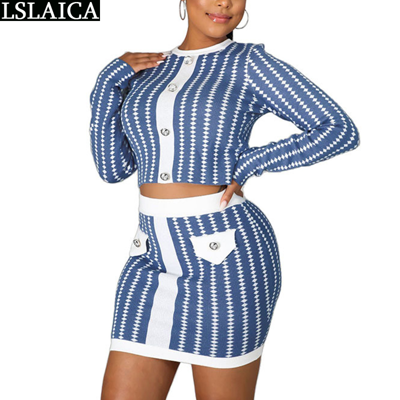 Sweet 2 Piece Set Women Fashion Mini Skirt and Long Sleeve O Neck Top Autumn Sexy Outfits for Conjuntos De Mujer 210515