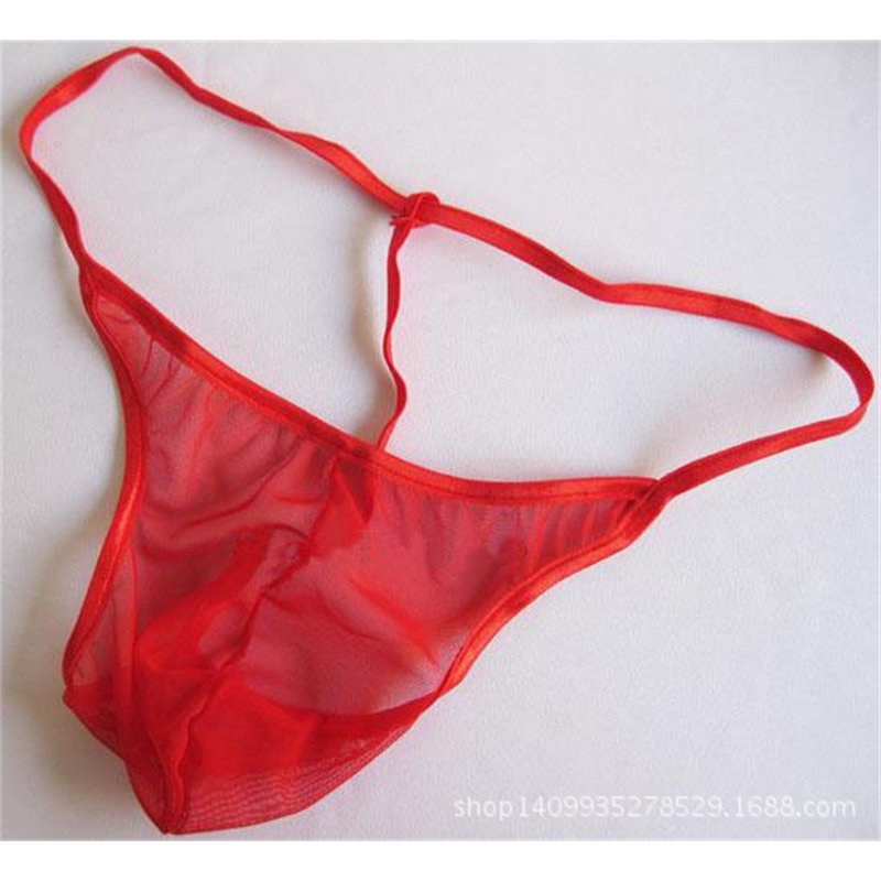 New men's erotic perspective sexy transparent underwear thong, Red