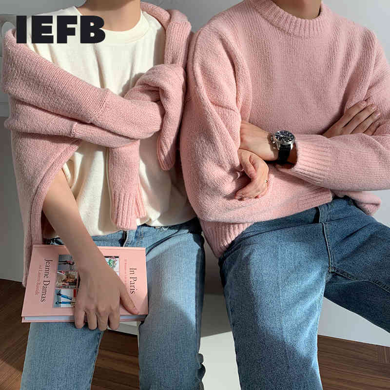 IEFB /men's wear round collar sweater autumn winter fashion Korean style large size loose knitted long sleeve tops 9Y3249 210524