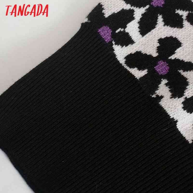 Women Vintage Flower Pattern Knitted Vest Sweater Sleeveless Female Waistcoat Tops 4M16 210416