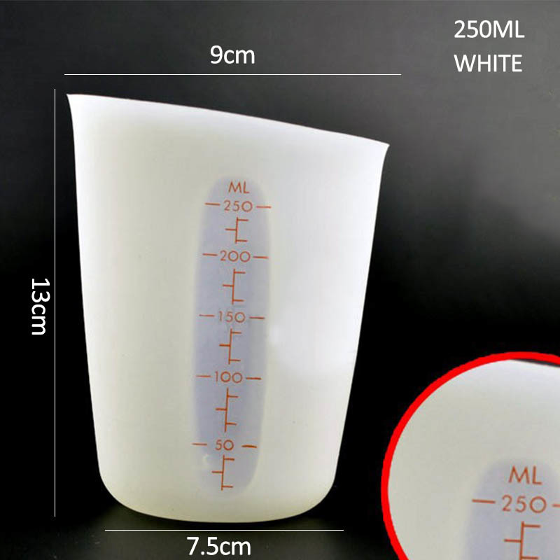 Double Scale 250ML Translucent Soft Chocolate Butter Flour Tools Portable Measuring Cup Silicone Baking Accessories