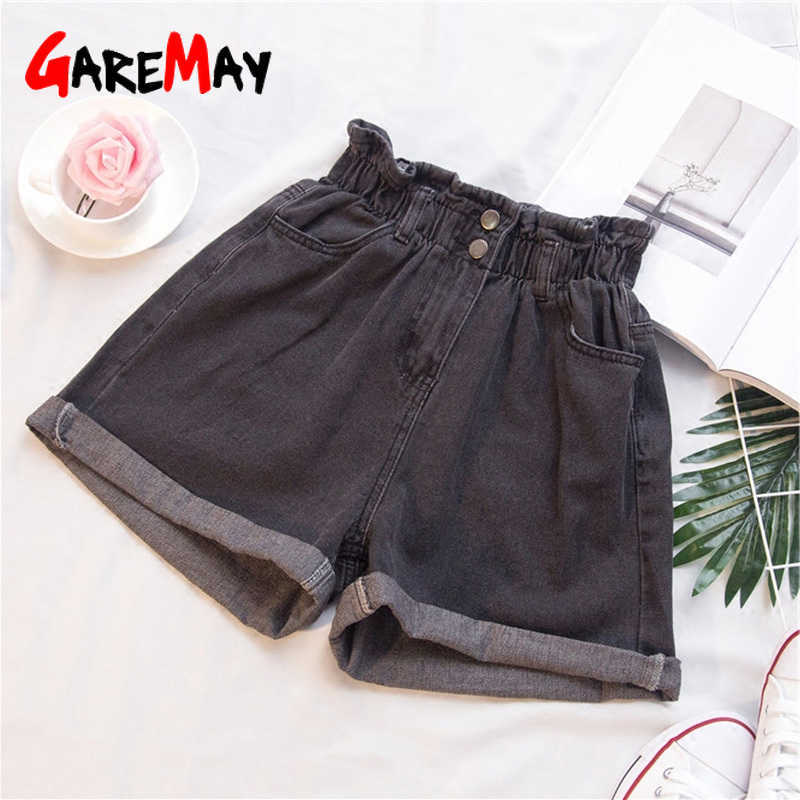 Garemay Women's Denim Shorts Large Size Summer 5Xl High Waist Elastic Harem Ruffle Jeans For Women Xxxl 210714