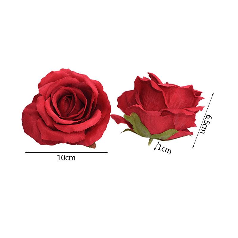 10cm Silk Rose Flower Head Artificial Flowers For Home Wedding Decoration Bridal Wreath Bouquet Accessories Floral Decor Decorative & Wreath