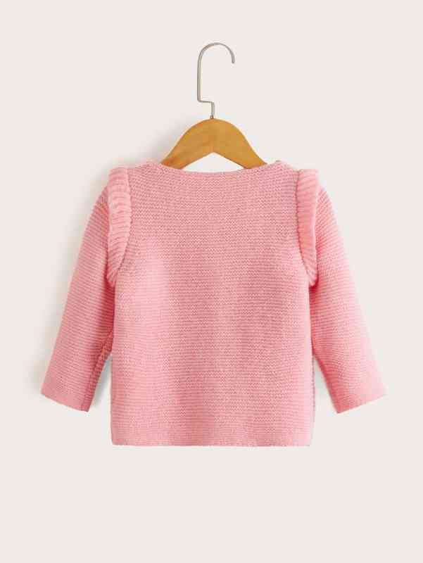 Baby Frill Trim Button Front Sweater SHE