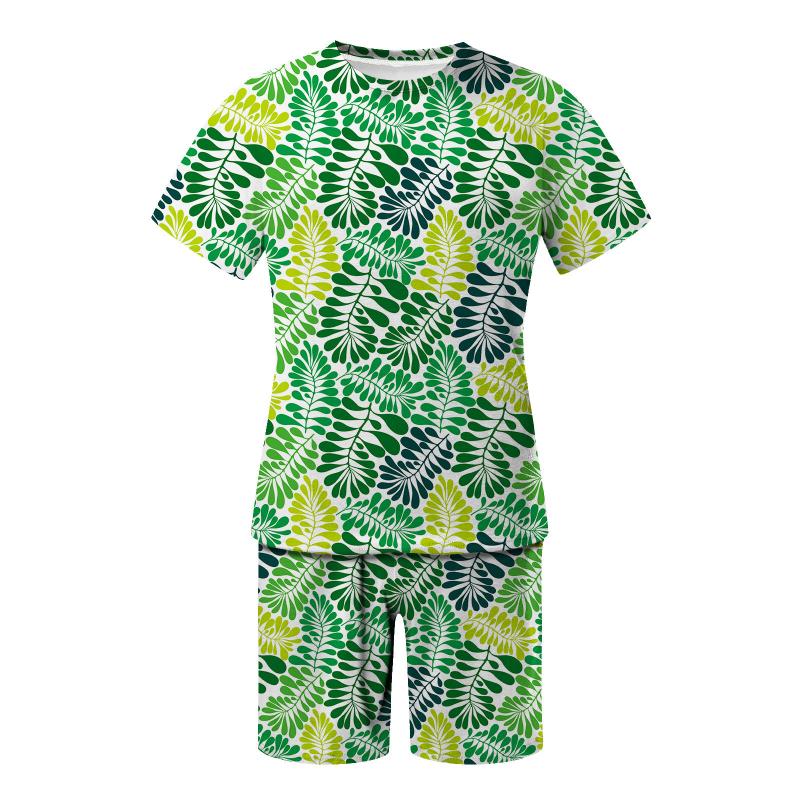 Men's Tracksuits 2022 Men Casual Set Fashion 2pcs Sweat Suit Summer Sportsuit Tropical Male Sportswear Tracksuit Short Sleeve T-shirt Shorts