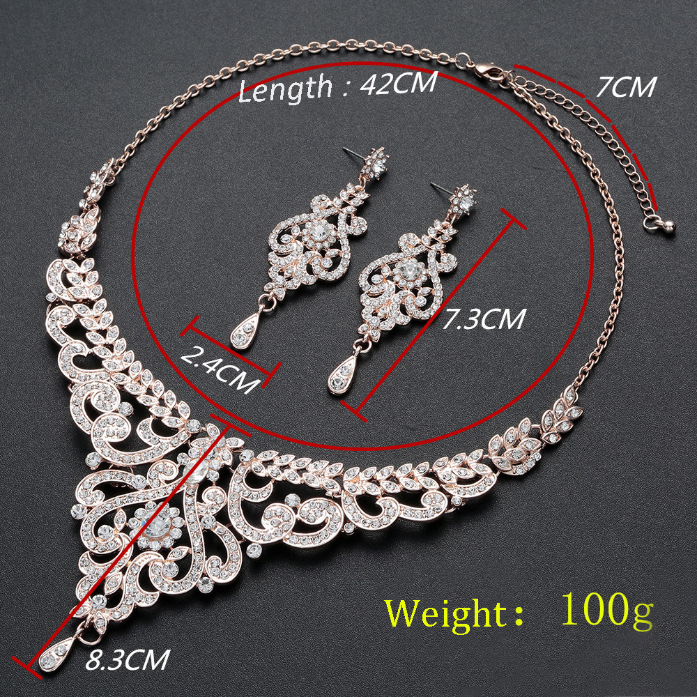 Wedding Jewelry Set Rhinestone Crystal Necklace Choker and Drop Earrings Accessories For Women Bridal Luxury Party Gift Z260313