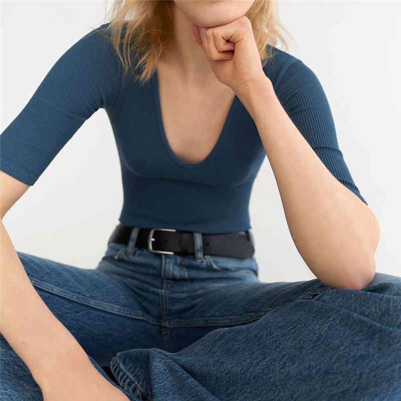 Elegant Women Elastic Slim Bodysuits Fashion Ladies Knitted Romper Streetwear Female Chic Solid Blue 210430