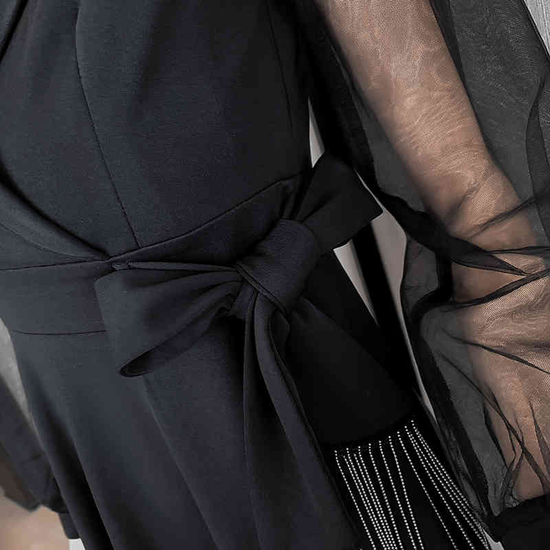 Korean Solid Empire Mini Sexy Dress Women Tassel Bow Party Winter A-Line Long Sleeve Office Ladies es Vestidos 12558 210427