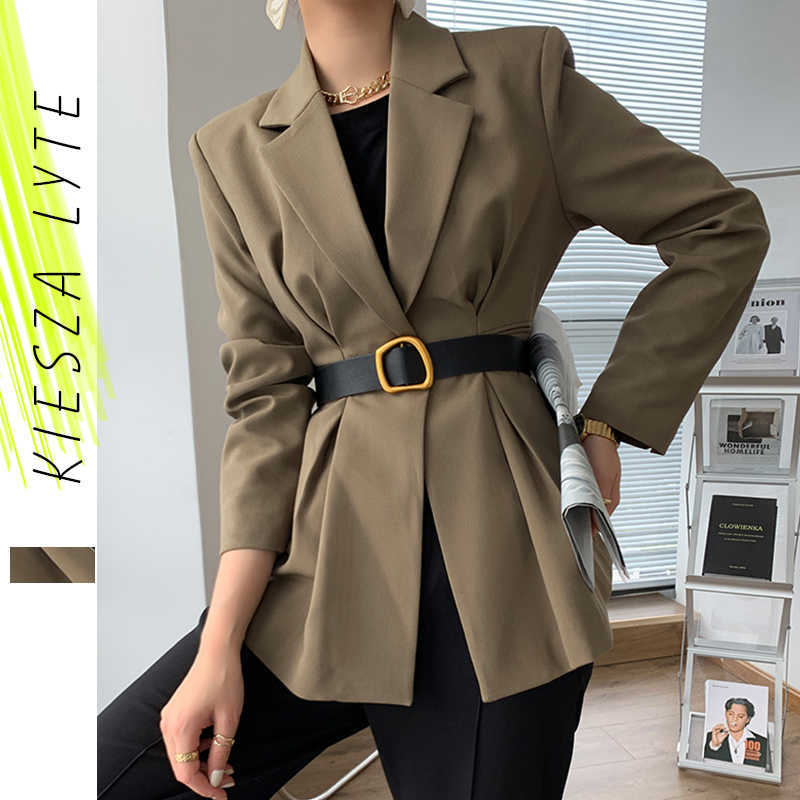 Women Elegant Suit Jacket Long Sleeve Slim Belted Blazer Solid Khaki Female Chic Lady Office Outwear Coat 210608, Green
Women Elegant Suit Jacket Long Sleeve Slim Belted Blazer Solid Khaki Female Chic Lady Office Outwear Coat 210608, Green