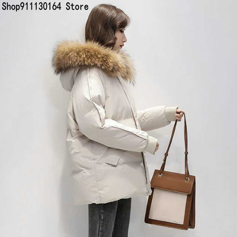 Womens Winter Jacket And Beige Coat Cotton Jackets Warm Outwear Overcoat Korean M-long Style Loose Clothes 210819