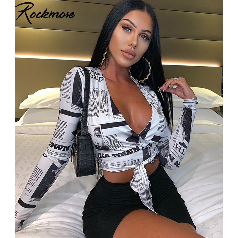 Rockmore Newspaper Letter Print Women T Shirt Deep V-neck Sexy Tees Shirts Long Sleeve Crop Top Streetwear Basic Tshirt Womens, V neck shirts
Rockmore Newspaper Letter Print Women T Shirt Deep V-neck Sexy Tees Shirts Long Sleeve Crop Top Streetwear Basic Tshirt Womens, V neck shirts