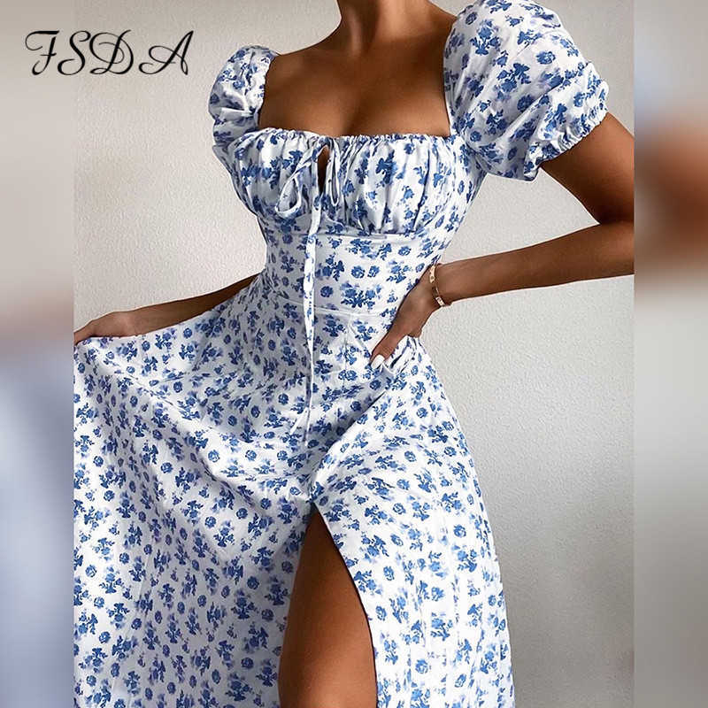 FSDA Floral Print Women Dress Puff Short Sleeve Party Elegant Lace Up 2021 Summer Fashion Club Sexy Long Dresses Vintage Y0603, Light blue
FSDA Floral Print Women Dress Puff Short Sleeve Party Elegant Lace Up 2021 Summer Fashion Club Sexy Long Dresses Vintage Y0603, Light blue