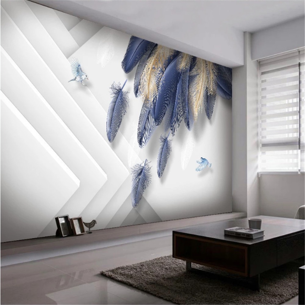 Customized wallpaper 3d hand painted black and white leaf background living room background wallpaper