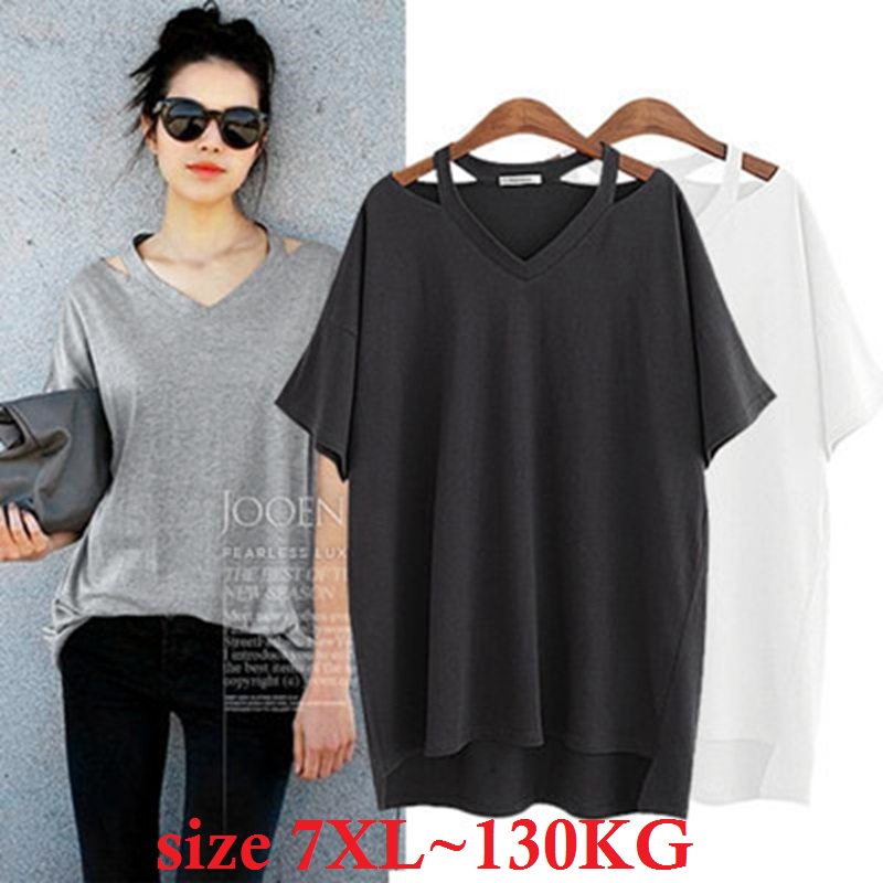 women Large Tshirt Black Top Plus Size 5XL 6XL 7XL 8XL 100KG 130KG Cotton Women Loose T Shirt Summer Tee Shirt For Femme V Neck
women Large Tshirt Black Top Plus Size 5XL 6XL 7XL 8XL 100KG 130KG Cotton Women Loose T Shirt Summer Tee Shirt For Femme V Neck