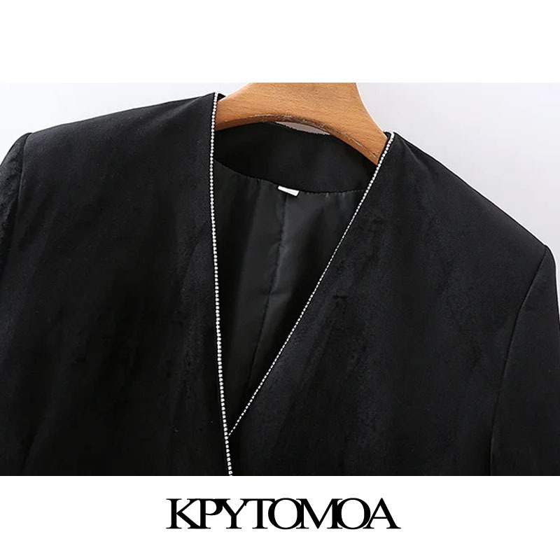 Women Fashion Patchwork Velvet Blazer Coat V Neck Long Sleeve Female Outerwear Chic Veste Femme 210420