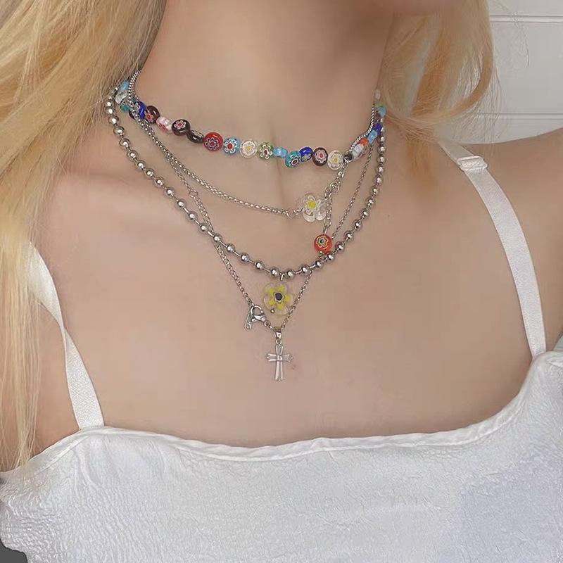 Summer Vintage Colored Glaze Flower Multi-Layer Necklace Fashion Choker Color Collarbone Chain Tide Chokers
Summer Vintage Colored Glaze Flower Multi-Layer Necklace Fashion Choker Color Collarbone Chain Tide Chokers