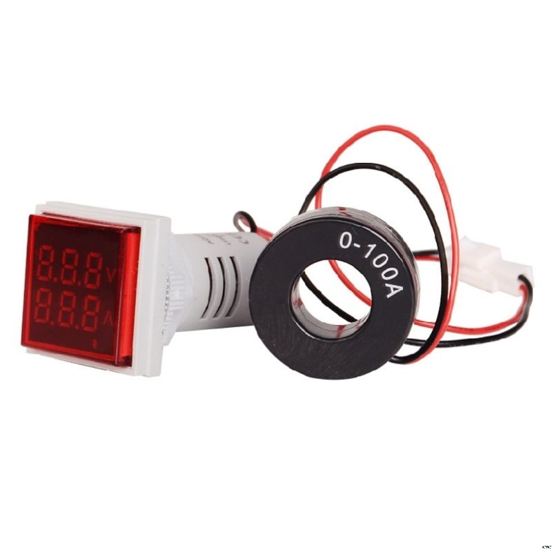 Digital square Led Ac Voltometer Signal lights Volt Ampere Current Meter