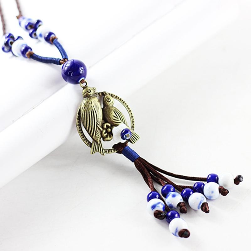 Pendant Necklaces Fashion Women Ceramic Tassel Necklace Vintage Style Handmade DIY Bird Long Rope Sweater Chain Accessories
Pendant Necklaces Fashion Women Ceramic Tassel Necklace Vintage Style Handmade DIY Bird Long Rope Sweater Chain Accessories