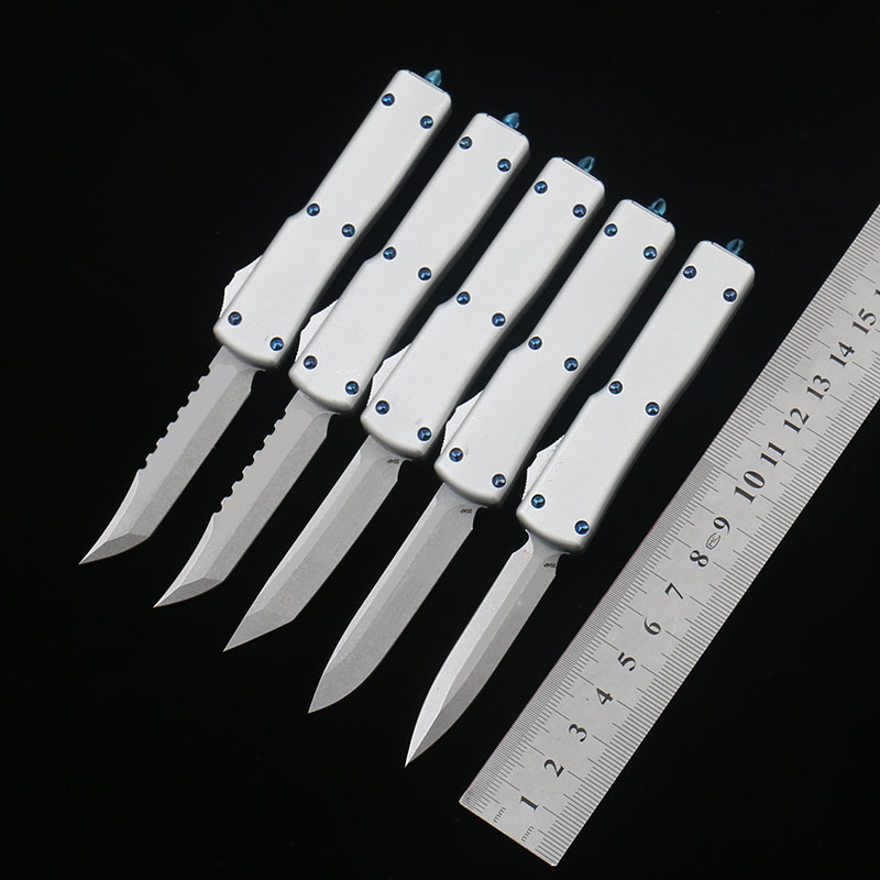 High quality silver white Mini MTX70 automatic knives Combat tactical knife D2 steel Blade 6061-T6 Aviation aluminum alloy handle Outdoor camping survival EDC tool
High quality silver white Mini MTX70 automatic knives Combat tactical knife D2 steel Blade 6061-T6 Aviation aluminum alloy handle Outdoor camping survival EDC tool