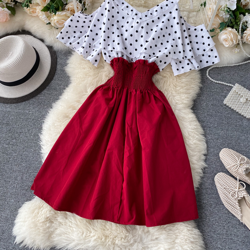 2021boho ruffles off shoulder polka dot print patchwork summer short dress women slim waist dress casual a-line beach dress, Black;gray
2021boho ruffles off shoulder polka dot print patchwork summer short dress women slim waist dress casual a-line beach dress, Black;gray