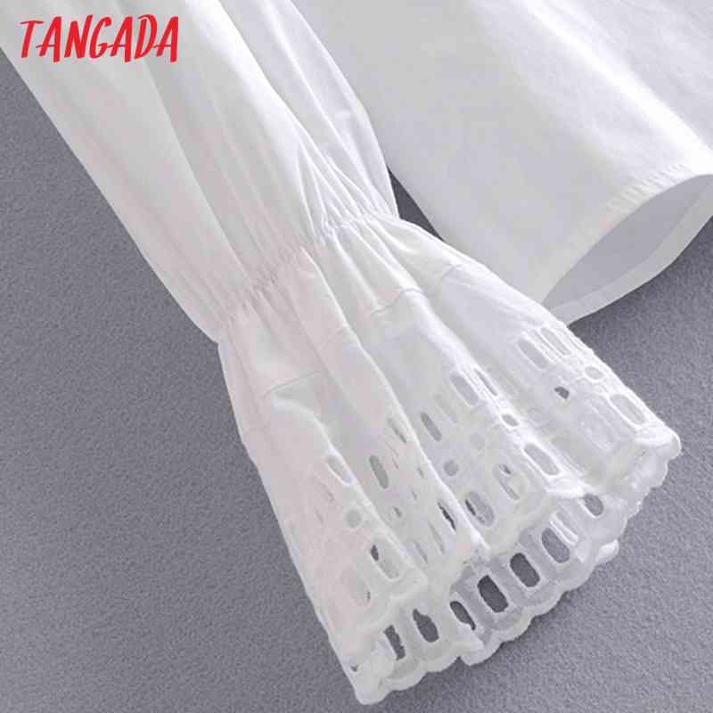 Women Retro Embroidery Oversize Collar Long Sleeve Chic Female White Blouse Shirt Tops 3H150 210416