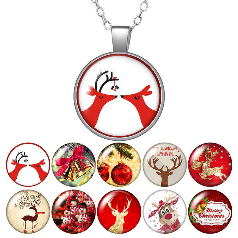 Christmas Reindeer Bells Round Pendant Necklace 25mm Glass Cabochon Silver Plated/crystal Jewelry Women Girl Birthday Gift 50cm
Christmas Reindeer Bells Round Pendant Necklace 25mm Glass Cabochon Silver Plated/crystal Jewelry Women Girl Birthday Gift 50cm