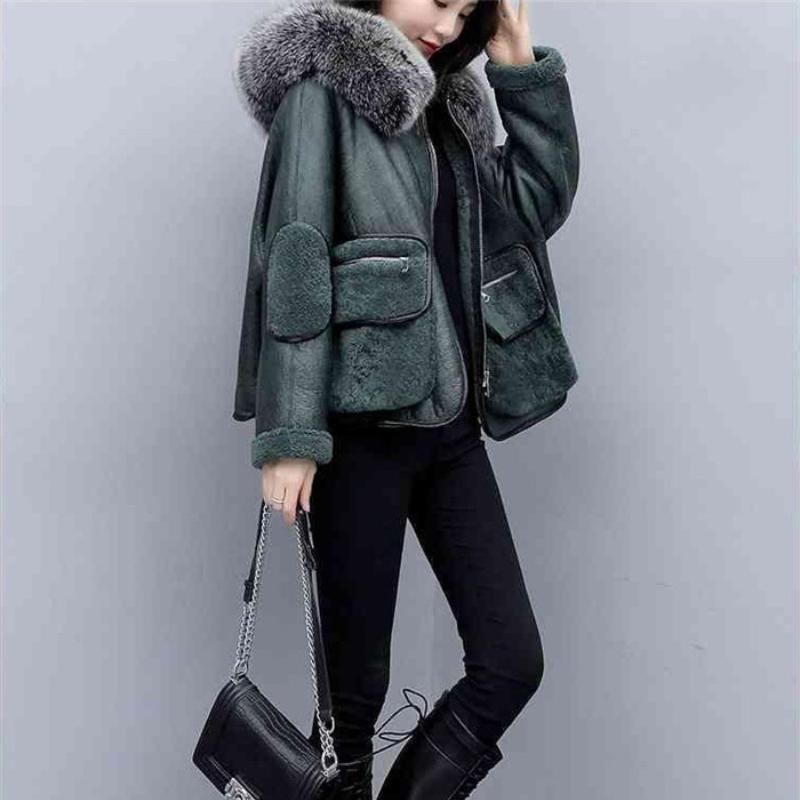 Women's Fur & Faux Women Outwear Solid Green Winter Thick Jackets High Quality Trench Lamb Wool Coats Long Sleeve Hooded Zipper Short Coat, Black
Women's Fur & Faux Women Outwear Solid Green Winter Thick Jackets High Quality Trench Lamb Wool Coats Long Sleeve Hooded Zipper Short Coat, Black