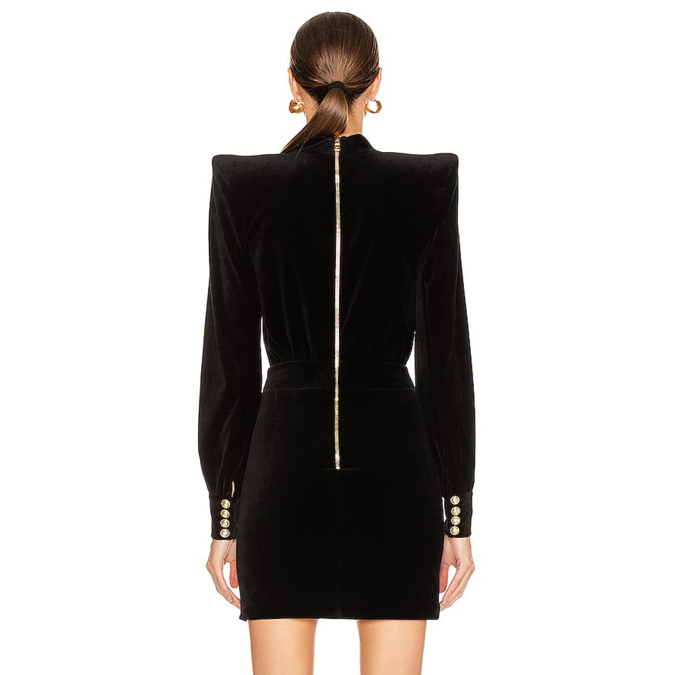 Free Chic Women's Velvet Dress Sexy Stand Collar Long Sleeve Belt Bodycon Hollow Mini Club Party es 210524