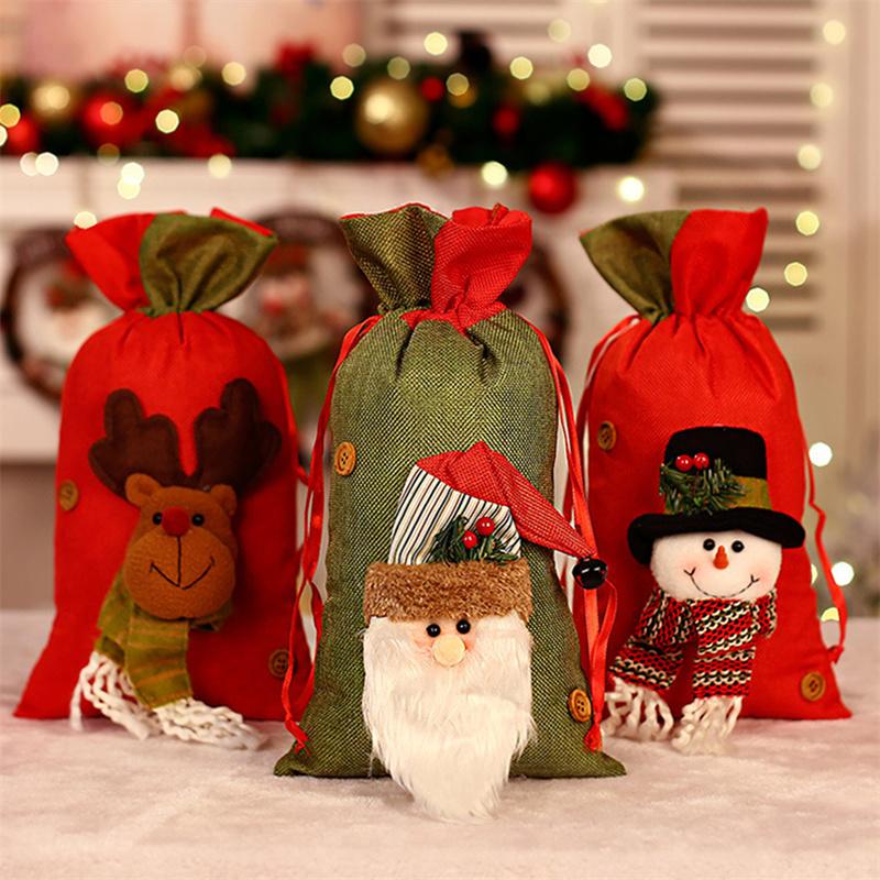 

Christmas Decorations Drawstring Gift Bag Elk Snowman Santa Claus Holiday Party Gifts Candy Tree